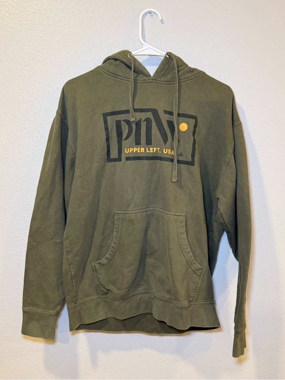 Upper Left Olive Green Logo Pullover Hoodie
